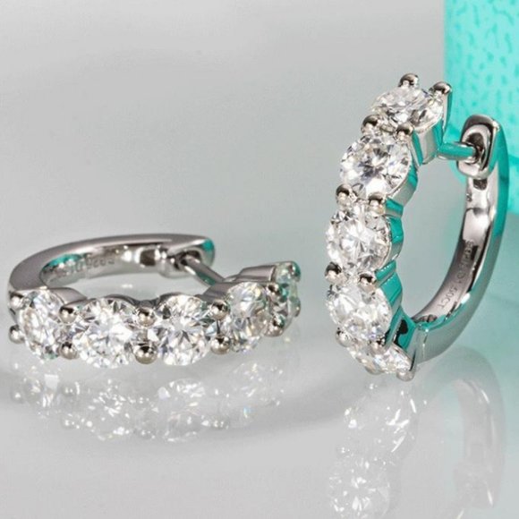 Certified 3ct. t.w. Moissanite Diamond 2cm Huggie Hoop Earrings NEW - Picture 11 of 15